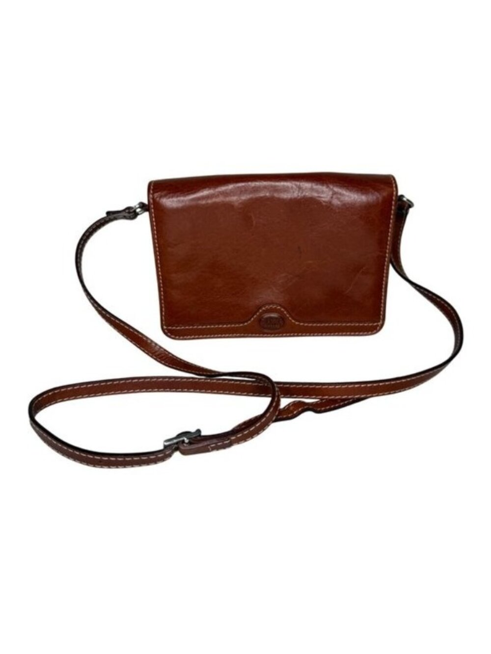 D'ANNA FIRENZE Brown Leather Crossbody Bag With Adjustable Strap & Magnetic Clo